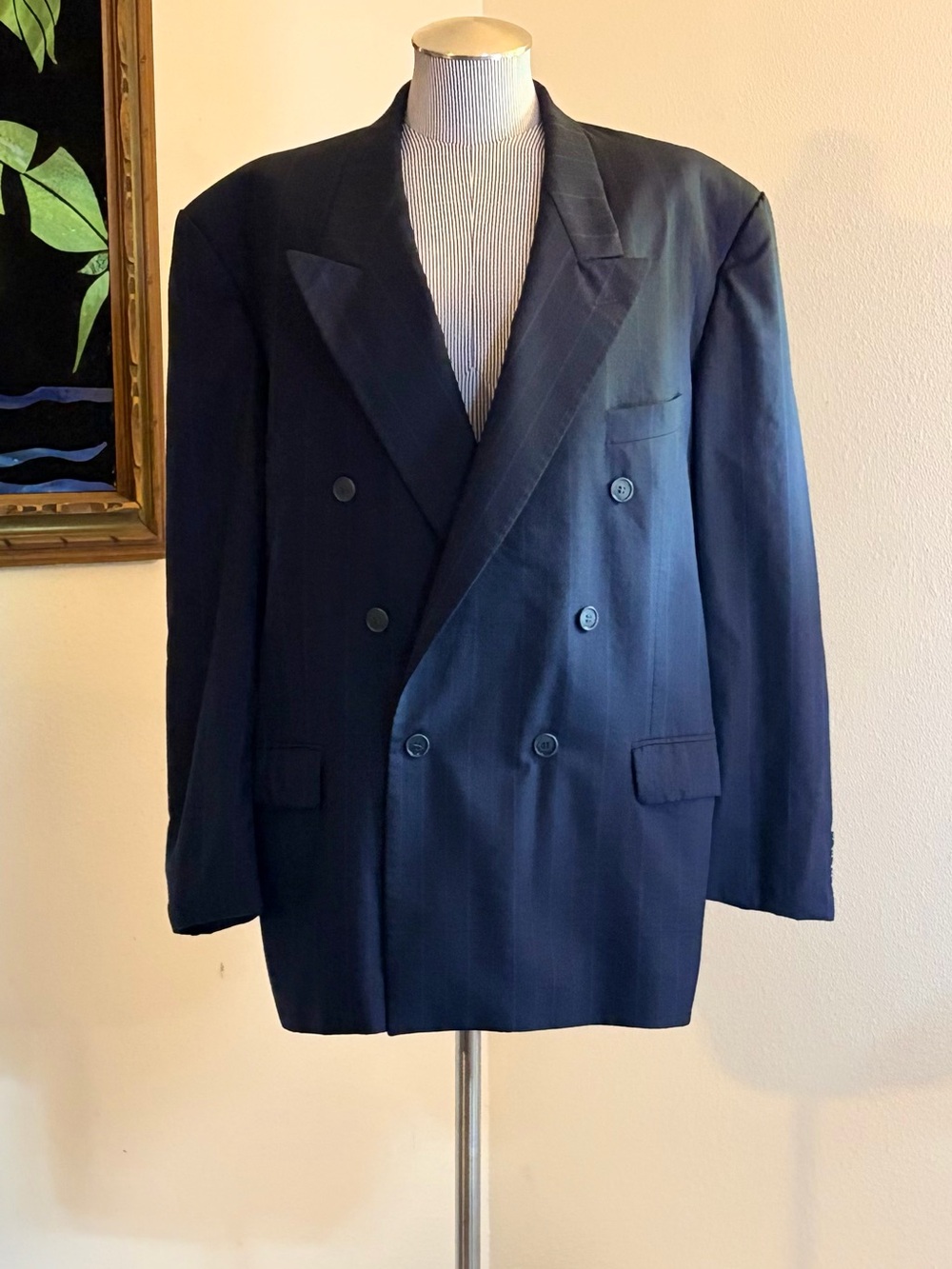 Yves Saint Laurent Double-Breasted Navy Blazer